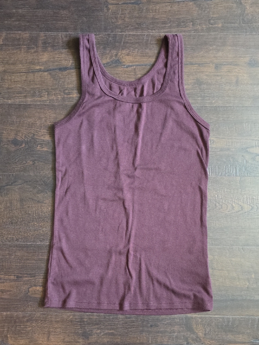 a new day Plum Brown Ribbed Scoop Tank